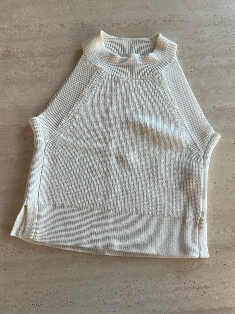 Aritzia Wilfred white knit cropped halter top size XXS
